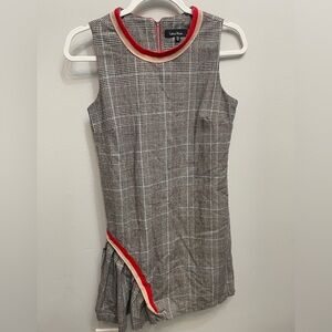 Lea & Viola Houndstooth Plaid Dress with Red Accents